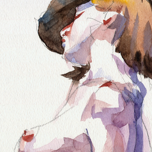 "Martina With Hat" (detail) - Watercolor, Pencil on 140lb Strathmore Watercolor Paper