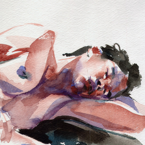 "Reclining Nude (Rest)" detail - Watercolor on 140lb Strathmore Watercolor Paper