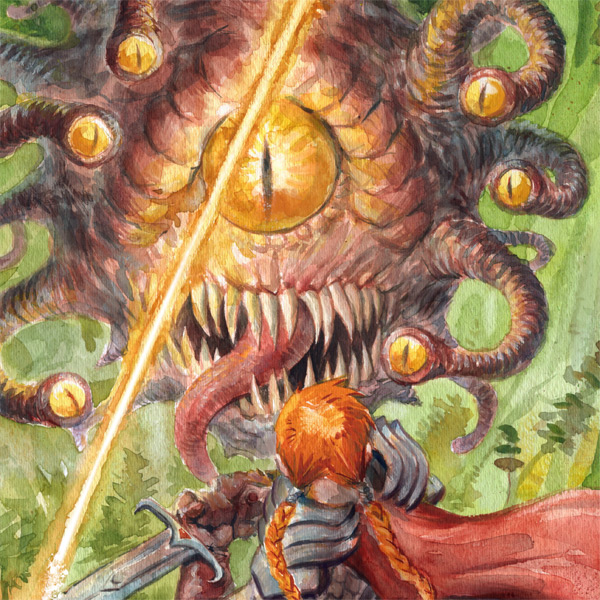 "Beholder Attack" (detail) - Watercolor